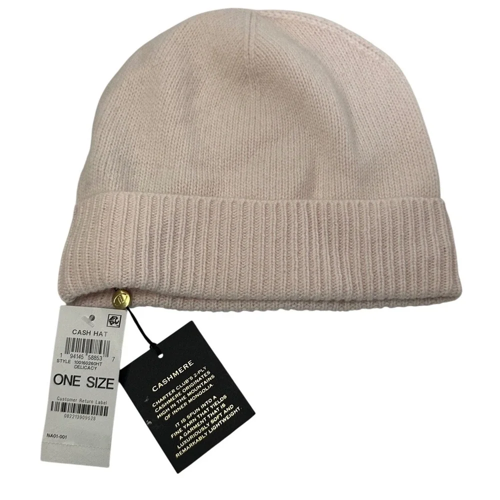 NWT 100% Cashmere Women's‎ Beanie Hat Powder Pink